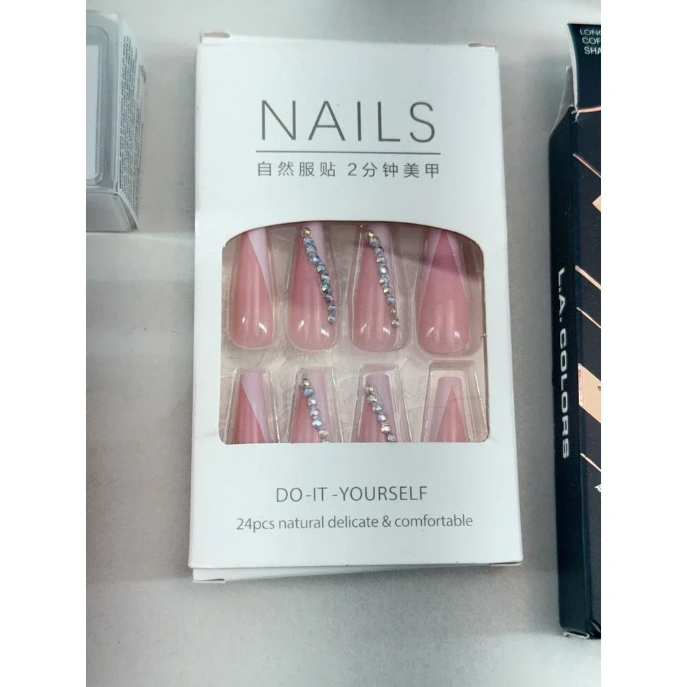 Professional False Nails - Press on Nails, Long, with Glue, color White and Red. - Picture 4 of 12